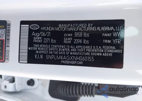 2022 Hyundai Elantra Sel z USA, uszkodzony, nr VIN 5NPLM4AGXNH060155